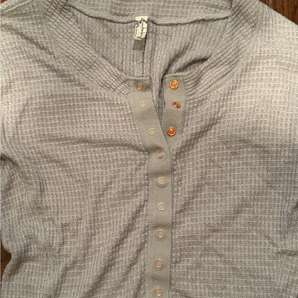 Free People Grey Button Down Shirt - Picture 2 of 5